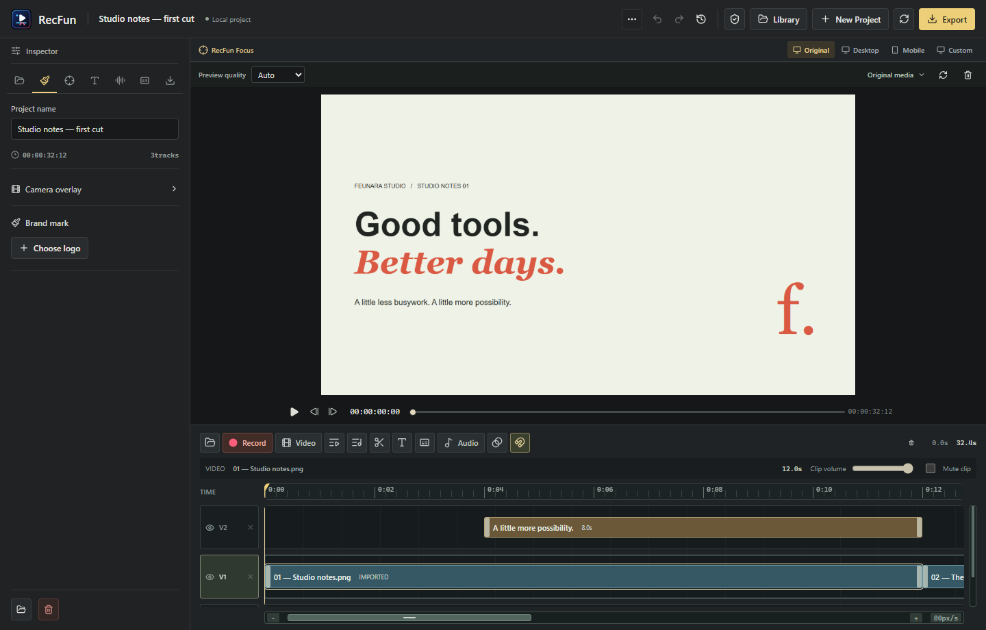 Screen recording & video editing